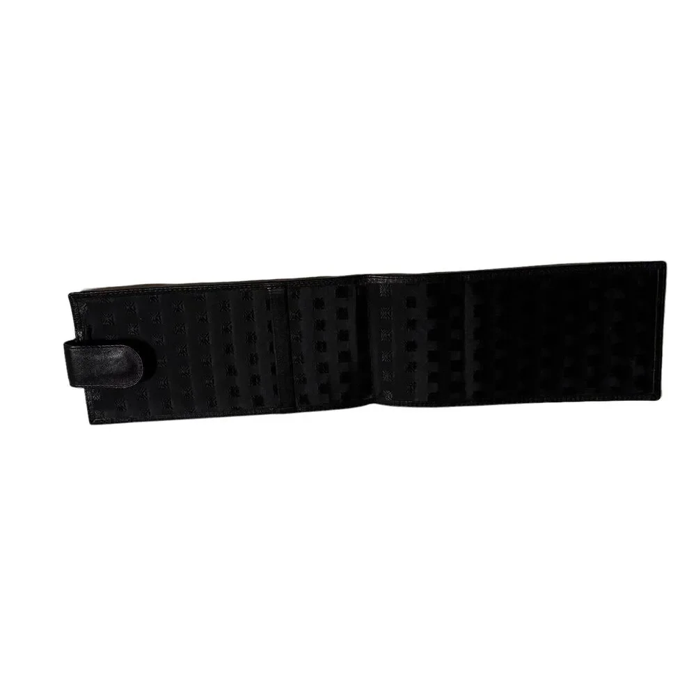 Olimpo Black Pebbled Leather Bi-Fold Wallet With Pull Out Check Book Holder